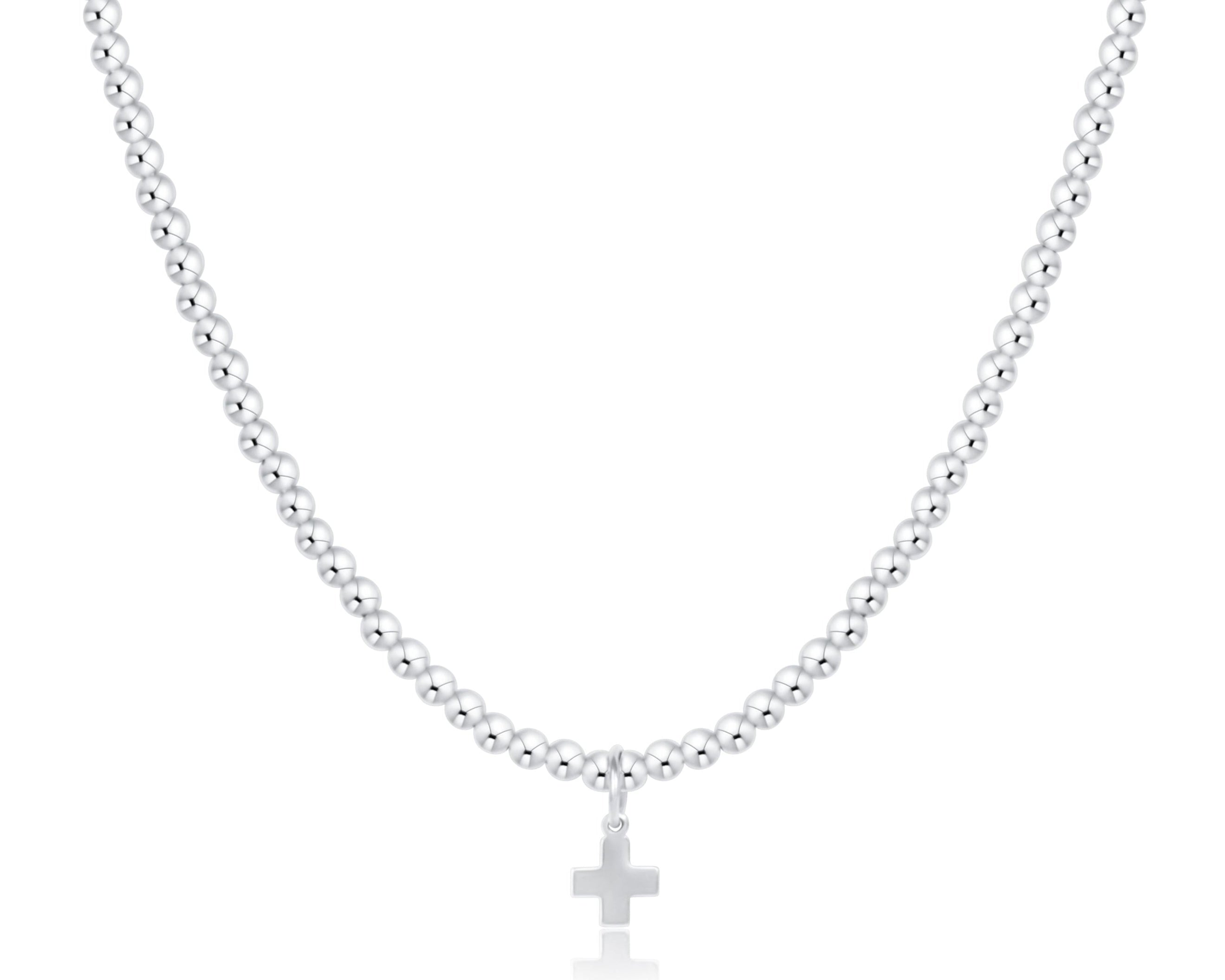Choker Classic Sterling 3mm Bead - Signature Cross Sterling Charm
