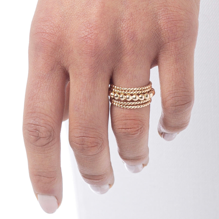 beaded gold ring stack