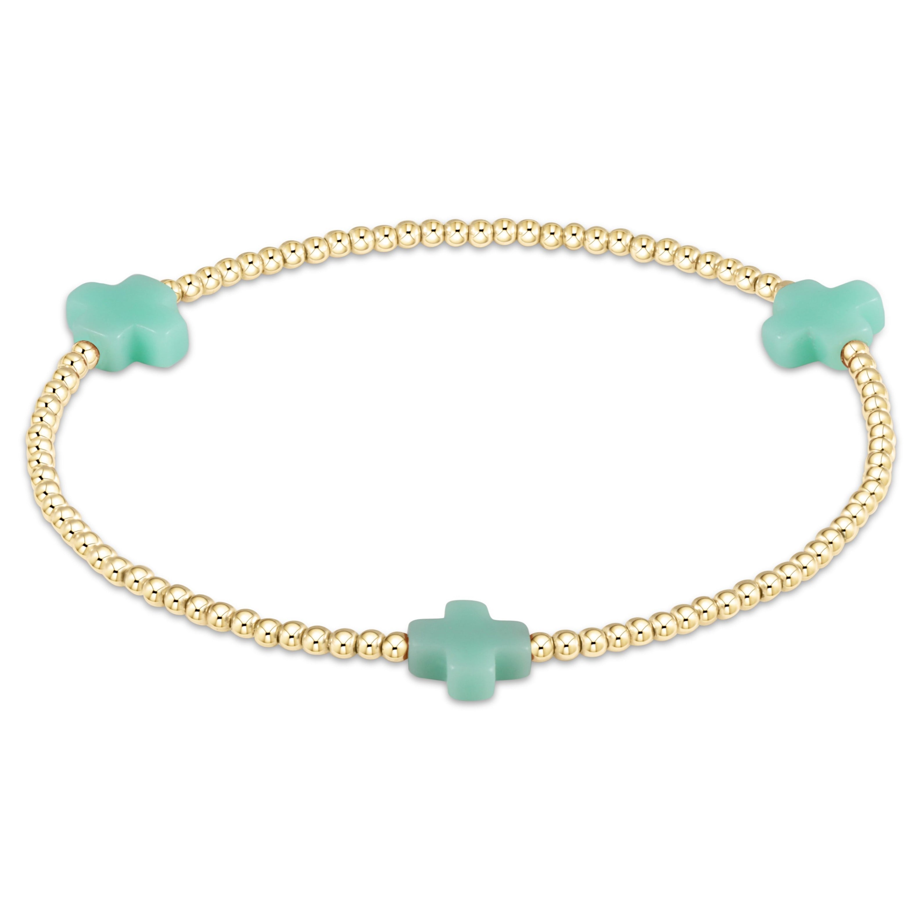 Signature Cross Gold Pattern 2mm Bead Bracelet