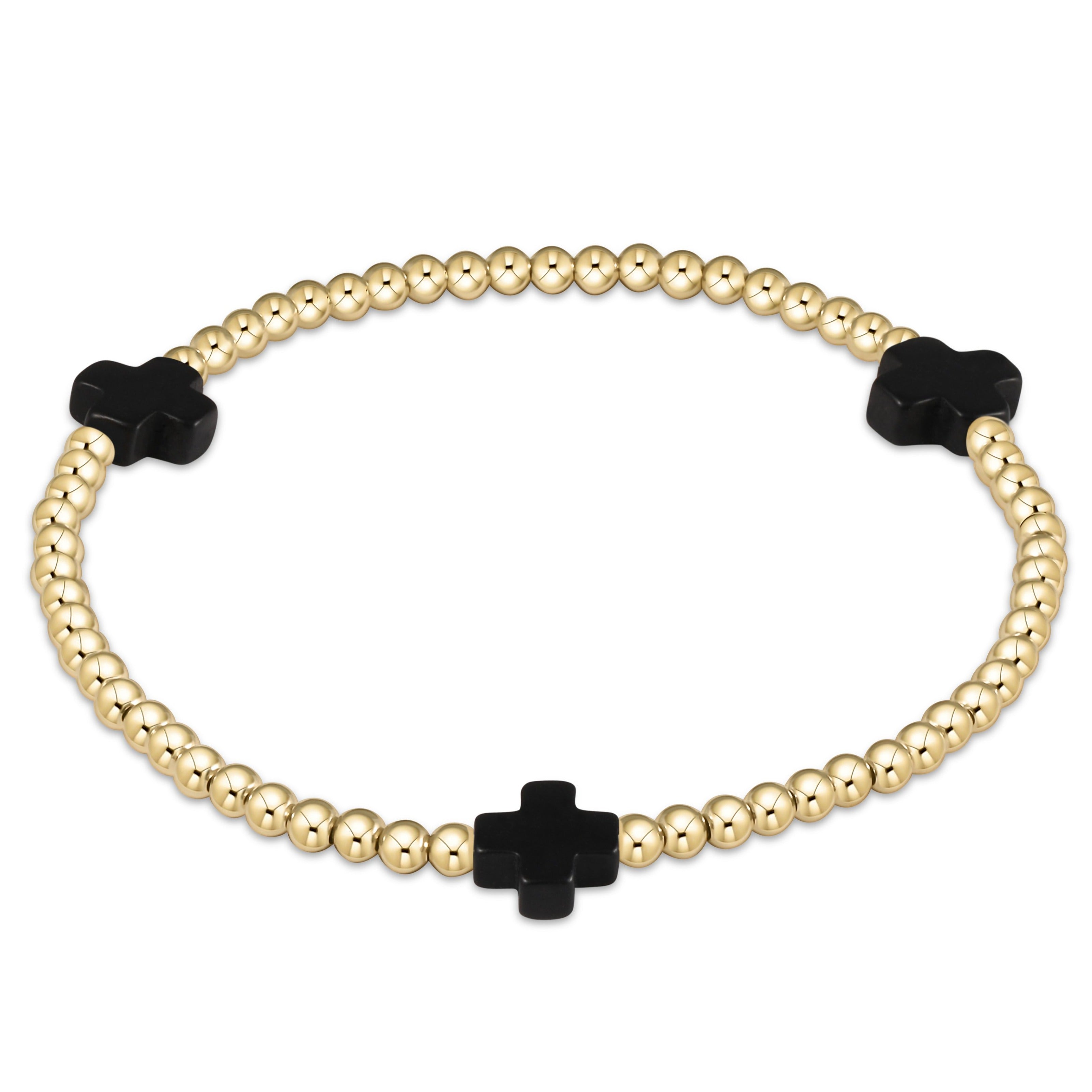 Extends Gemstone 3mm Bead Bracelet-Hematite Signature Cross - Charlotte's  Web Monogramming & Gifts