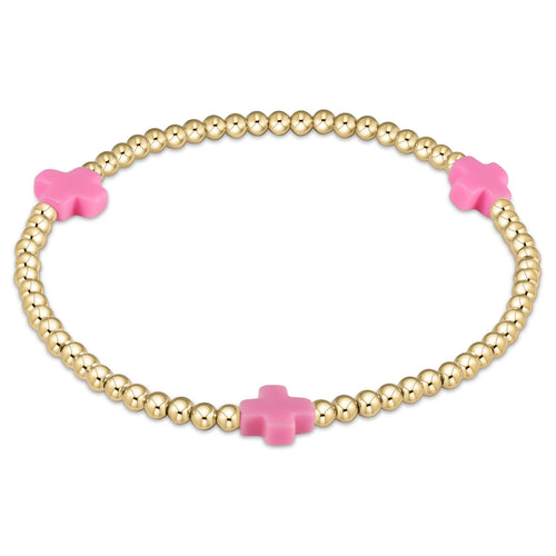 signature cross gold pattern 3mm bead bracelet