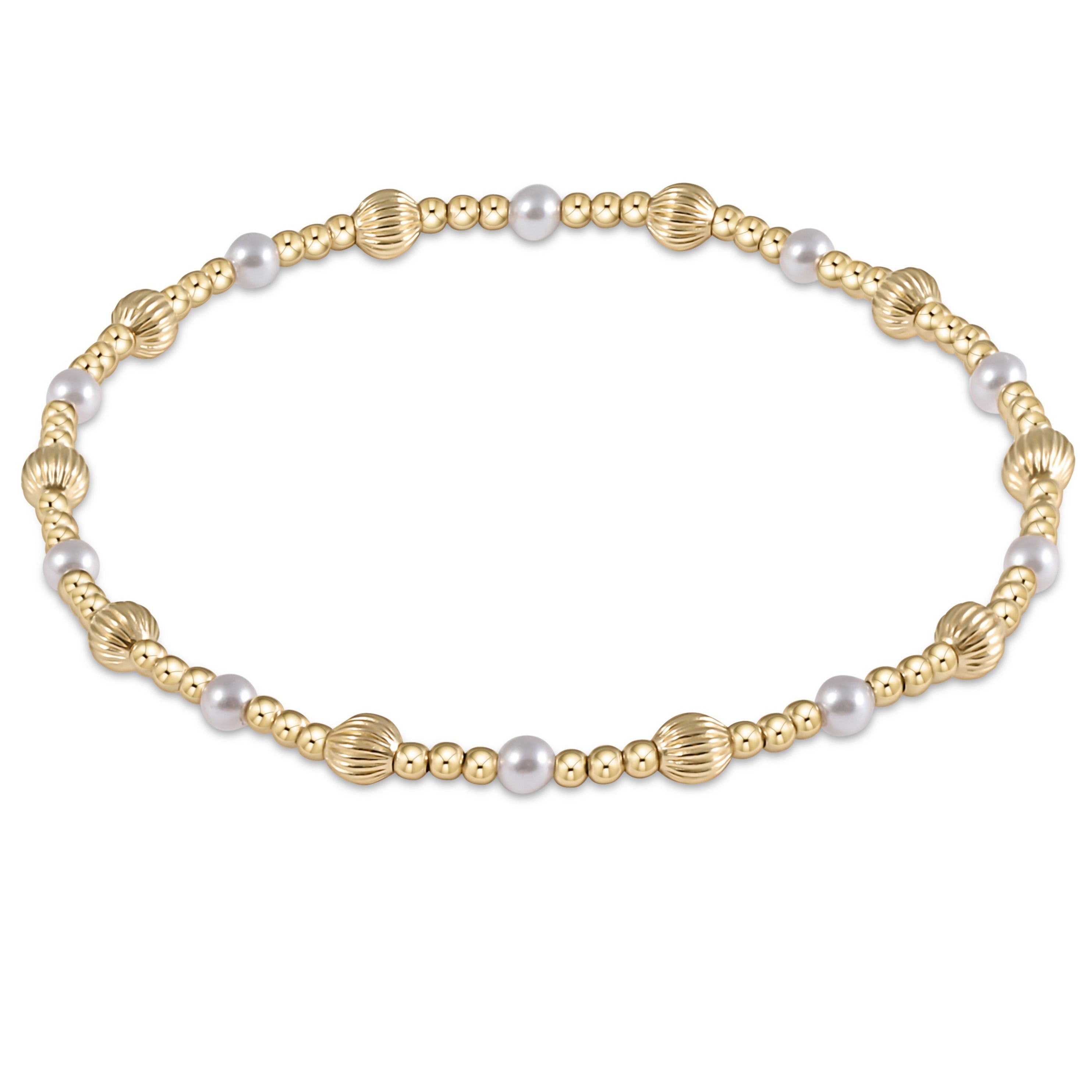 Dignity Sincerity Gold 4mm Bracelet - Pearl
