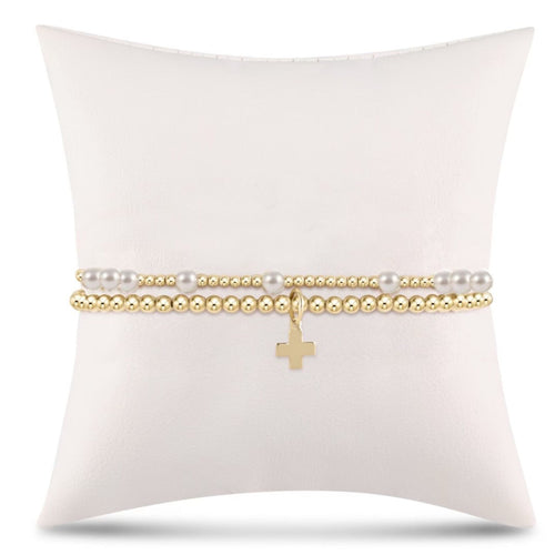Full of Hope Pearl Stack - Signature Cross Gold Charm