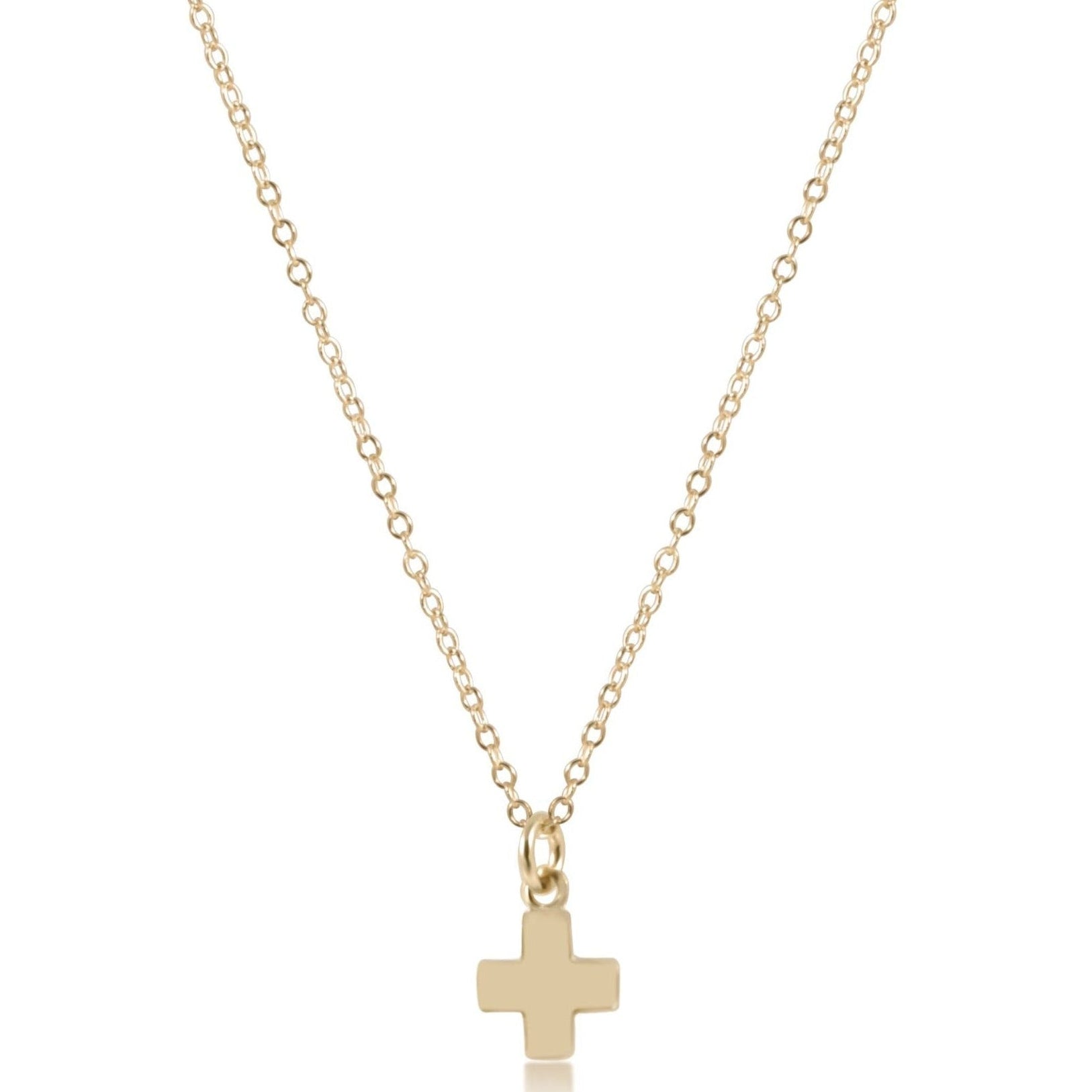 16" Necklace Gold - Signature Cross Small Gold Charm