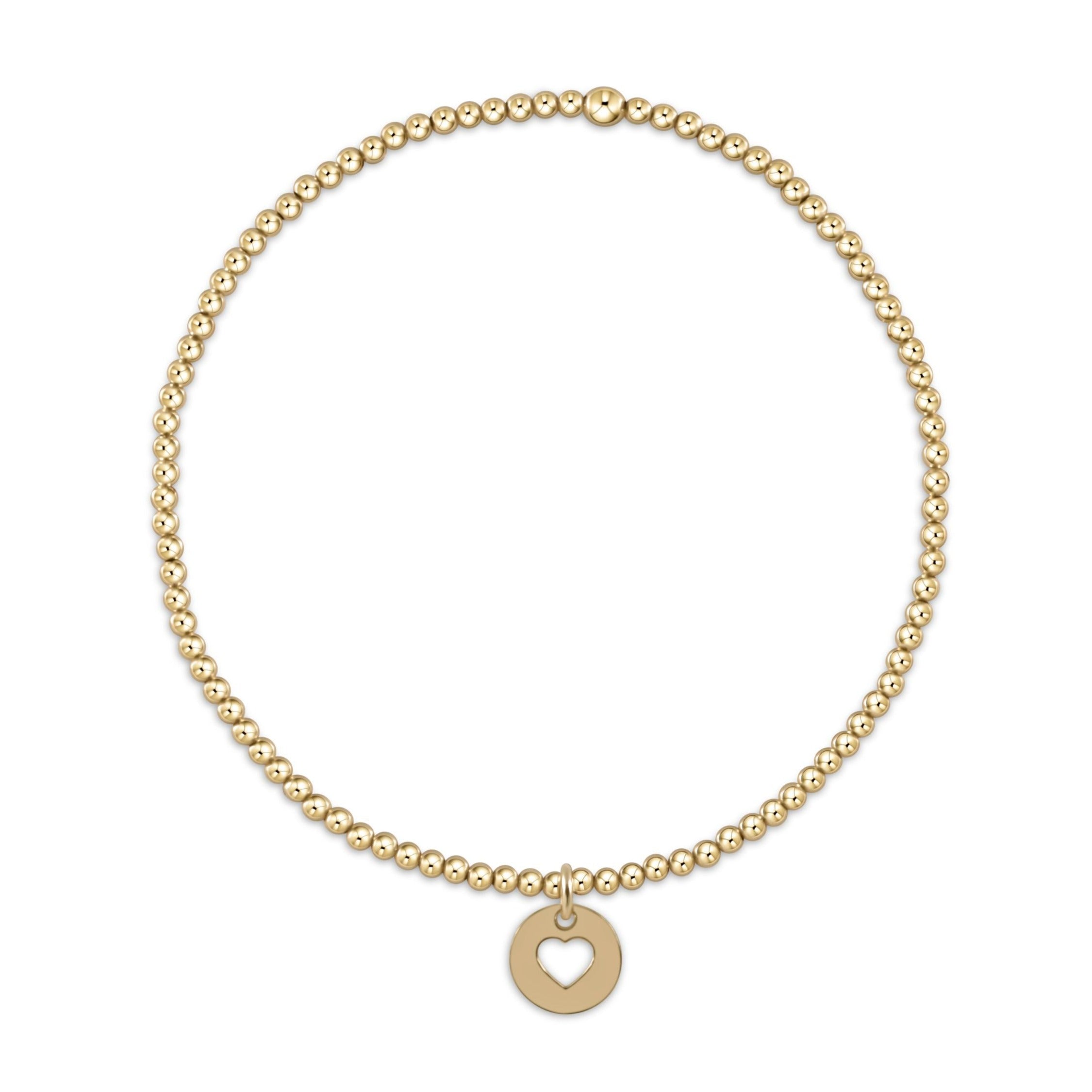 Classic Gold 2mm Bead Bracelet - Love Small Gold Disc