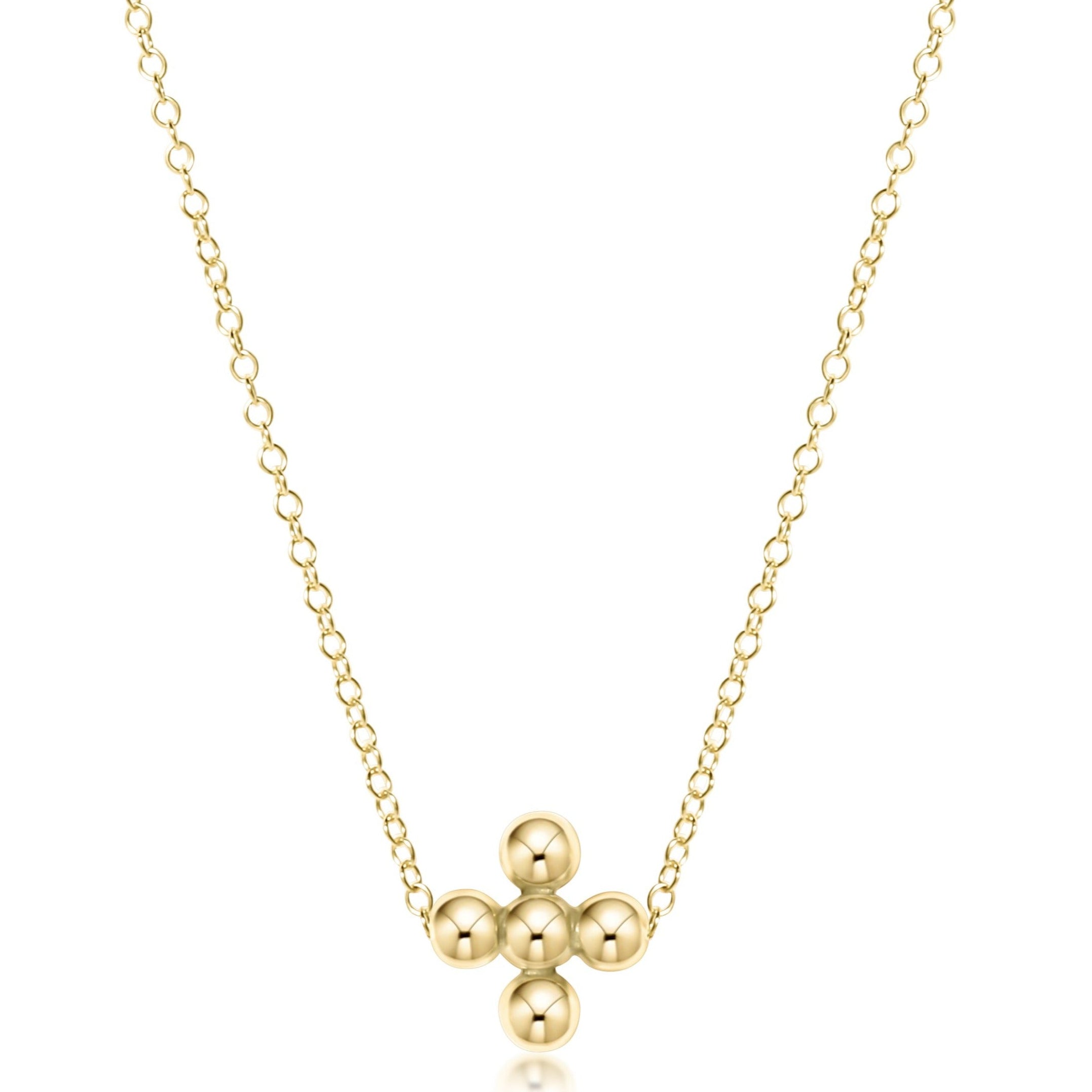 16" Necklace Gold - Signature Cross Beaded Gold 3mm