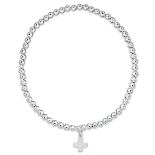 Classic Sterling 3mm Bead Bracelet - Signature Cross Sterling Charm