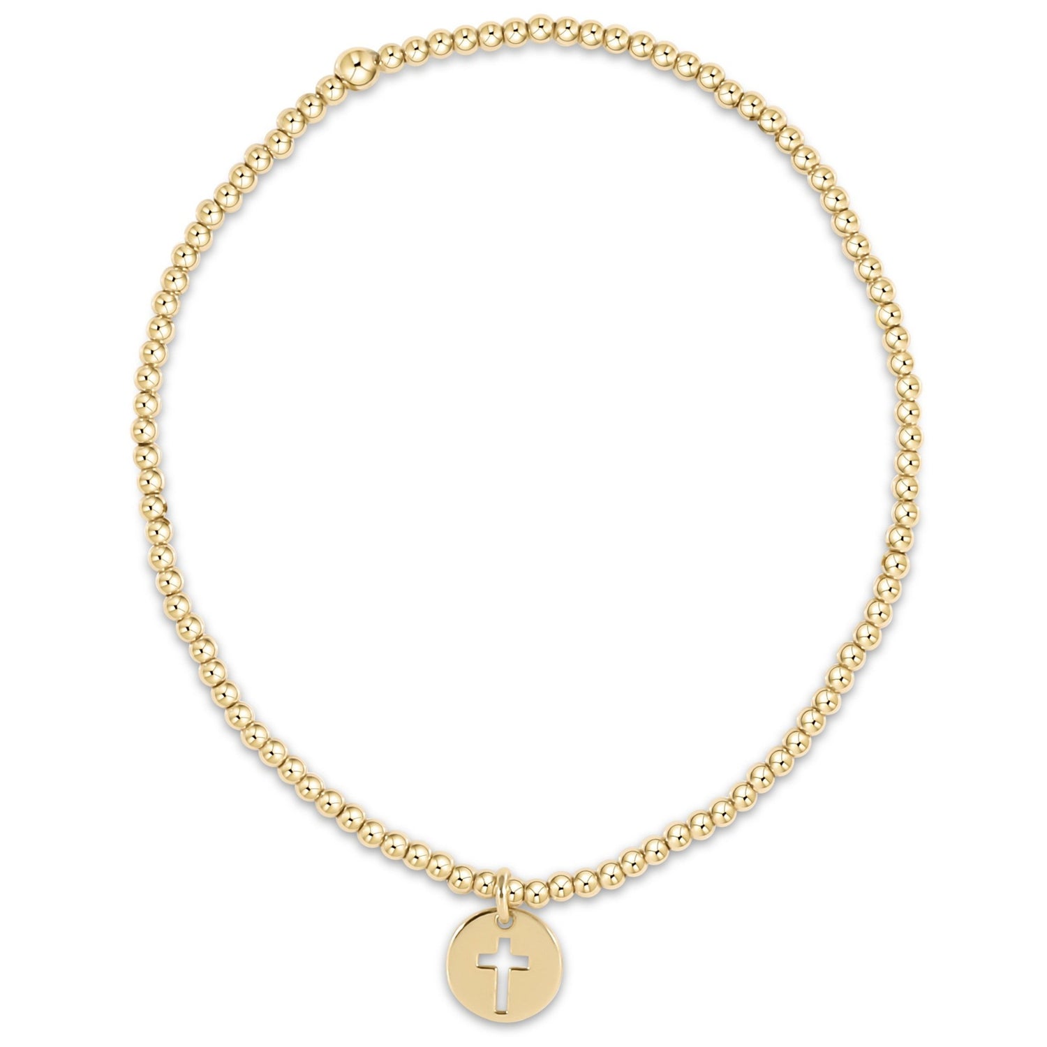 egirl Classic Gold 2mm Bead Bracelet - Blessed Small Gold Disc