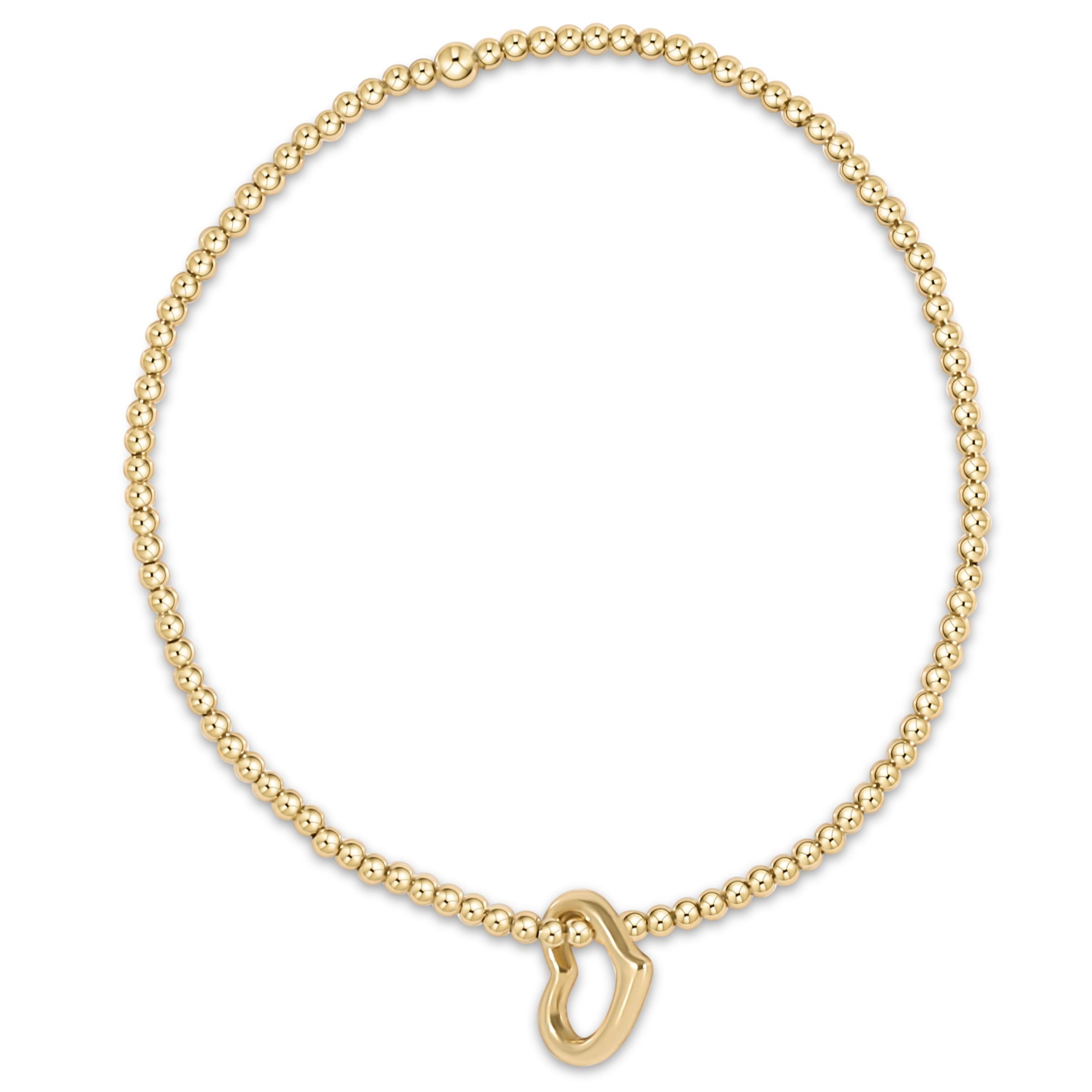 Classic Gold 2.5mm Bracelet - Love Gold Charm