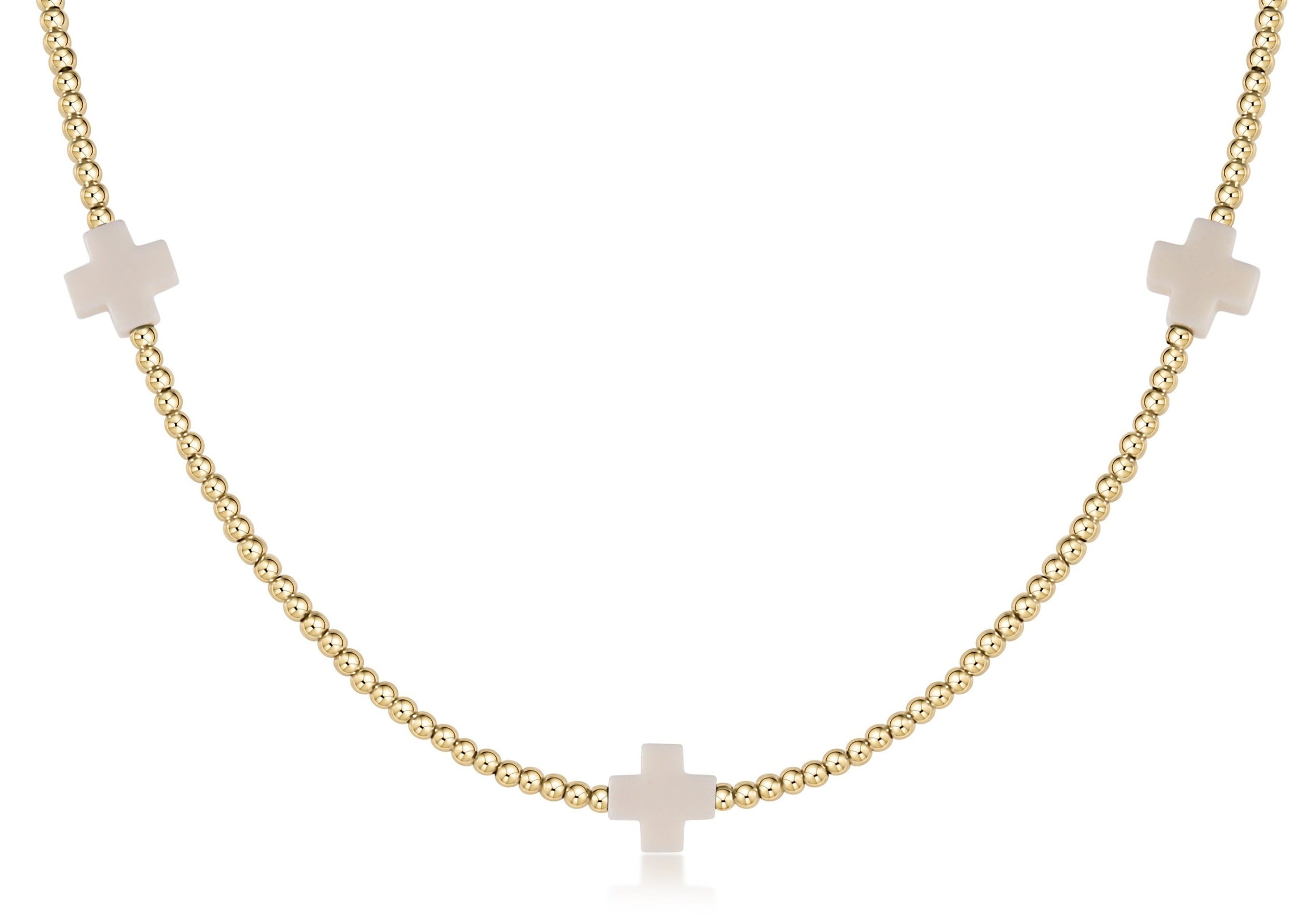 Choker Beaded - Signature Cross 2mm Gold