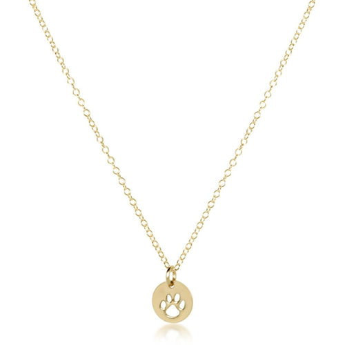 16" Necklace Gold - Paw Print Small Gold Disc