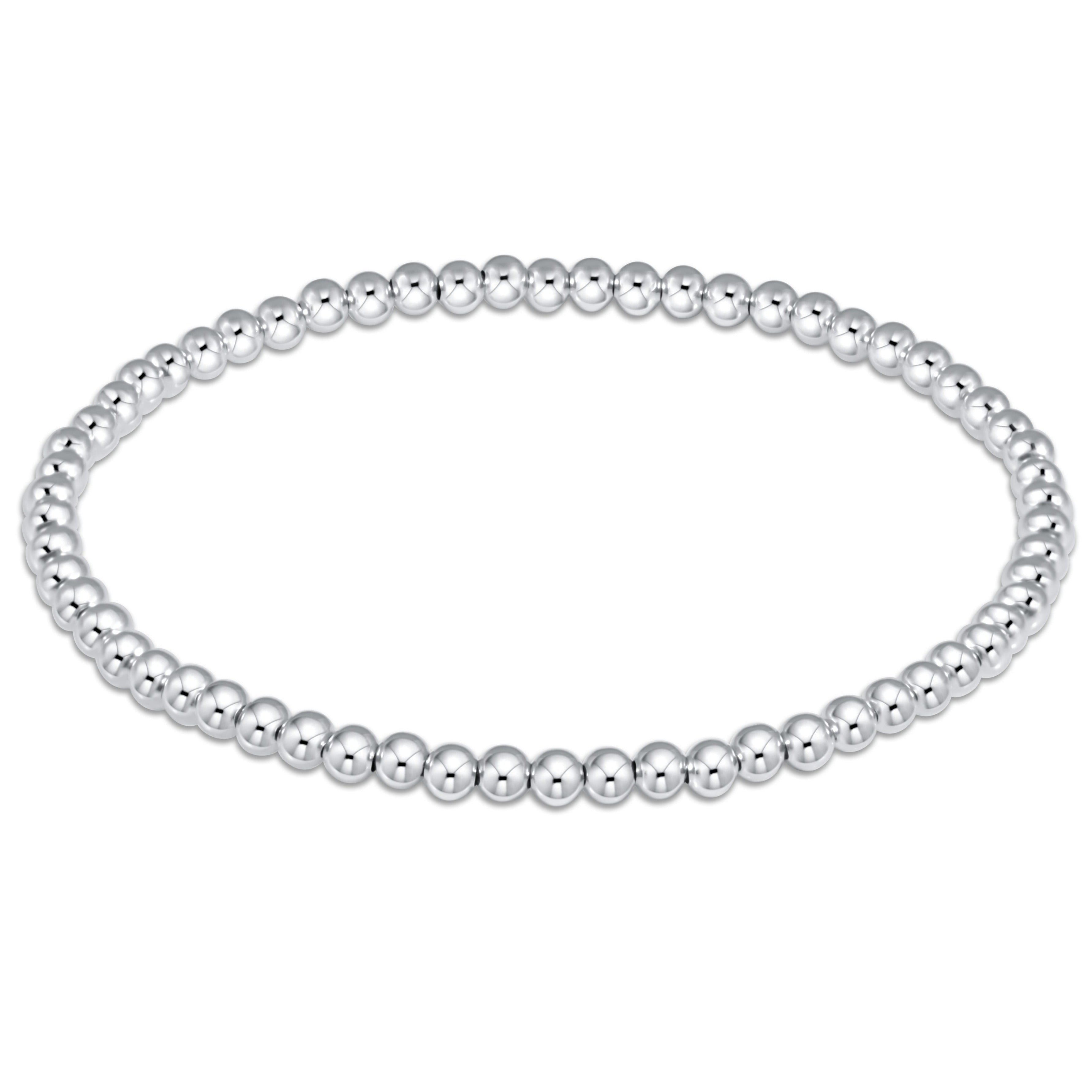 Gemstone 3mm Sterling Silver Bead Bracelet