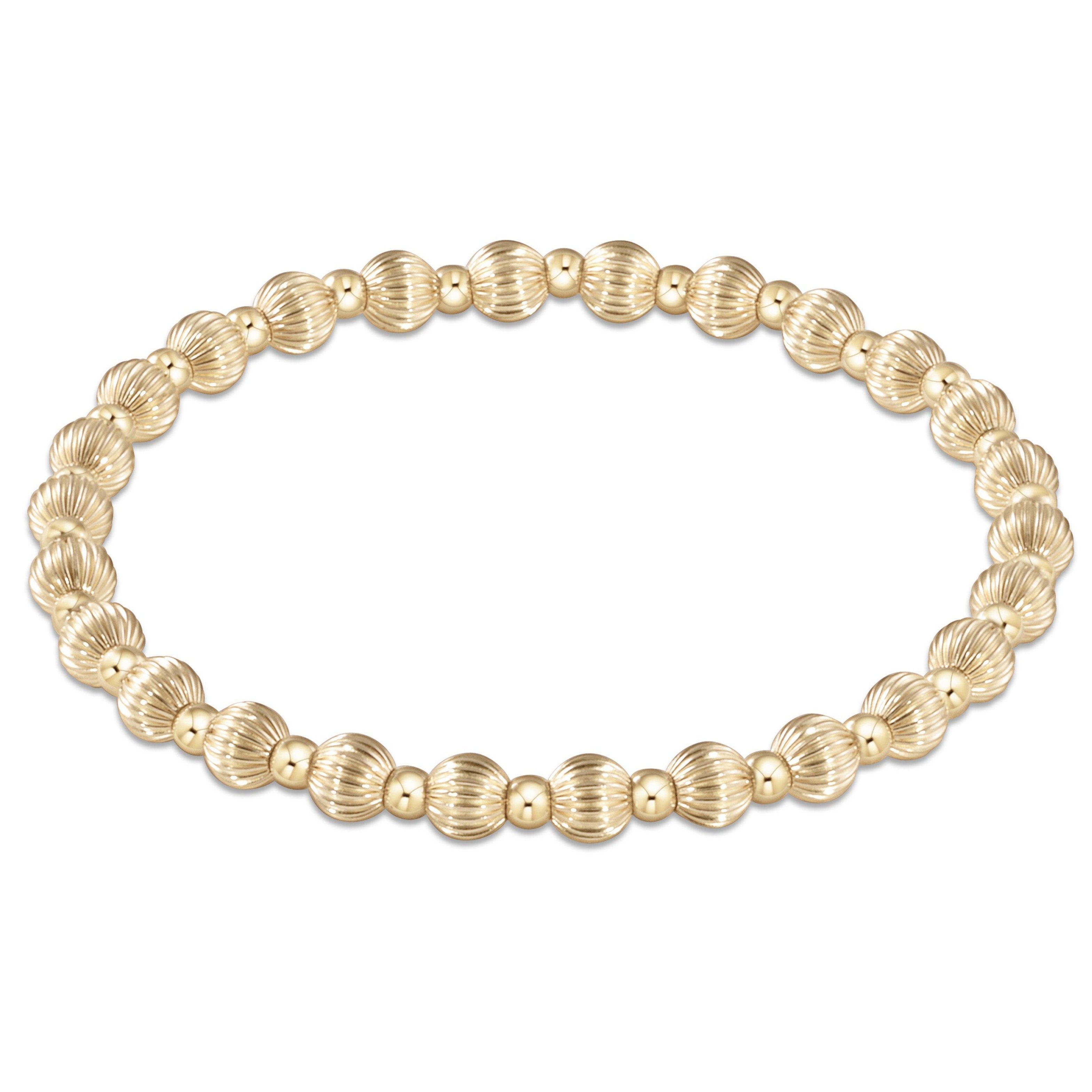 enewton Extends - Dignity Grateful Pattern 5mm Bead Bracelet - Gold