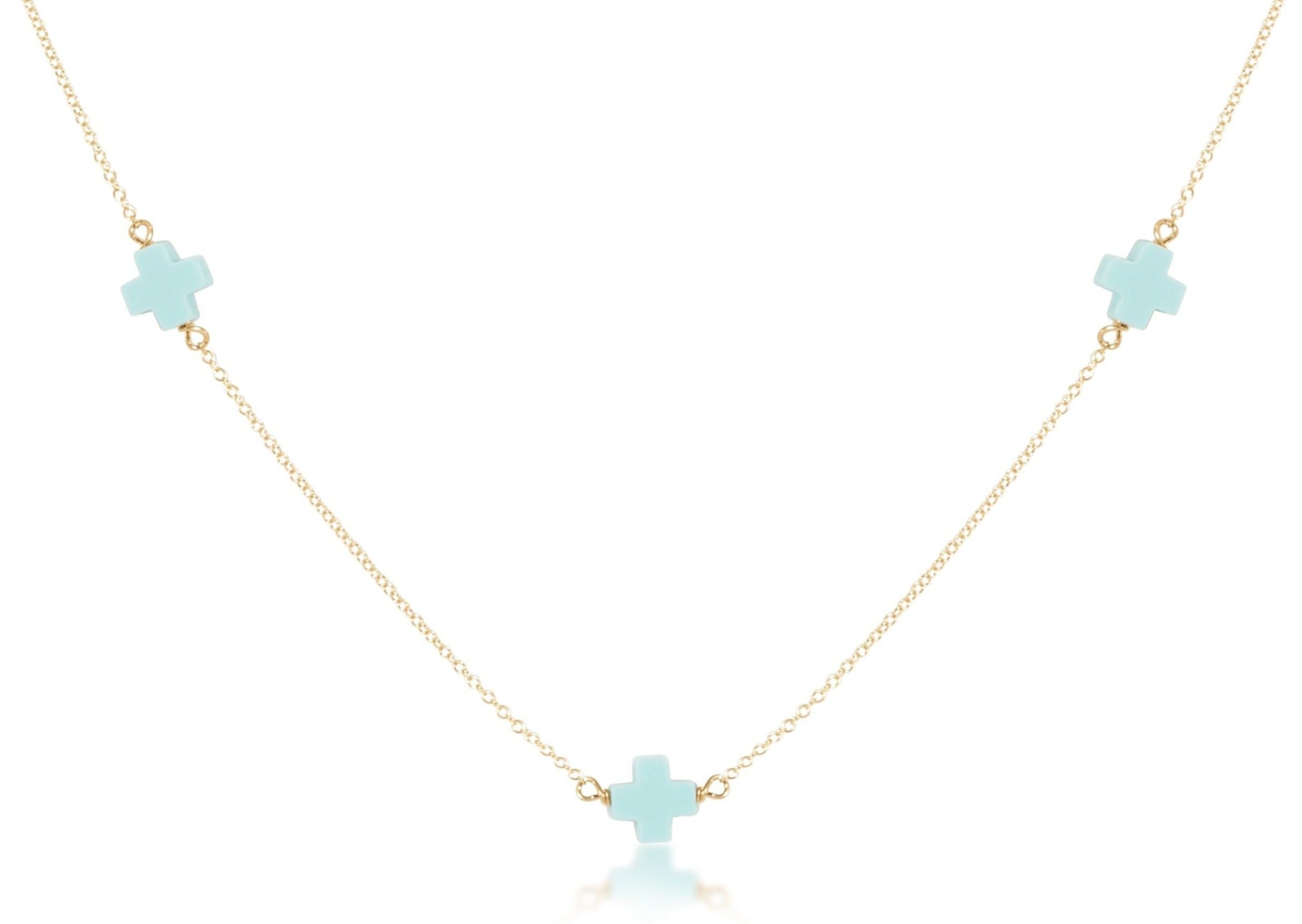 choker simplicity chain gold - signature cross turquoise