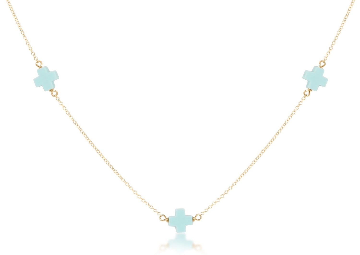 choker simplicity chain gold - signature cross turquoise
