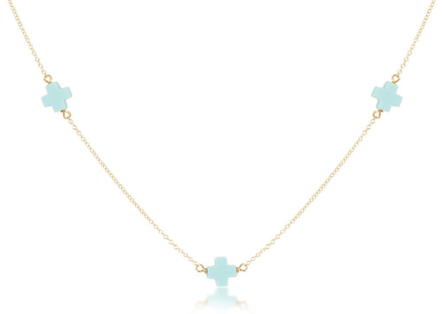 choker simplicity chain gold - signature cross turquoise