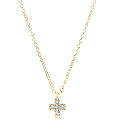 14kt Gold and Diamond Signature Cross Necklace