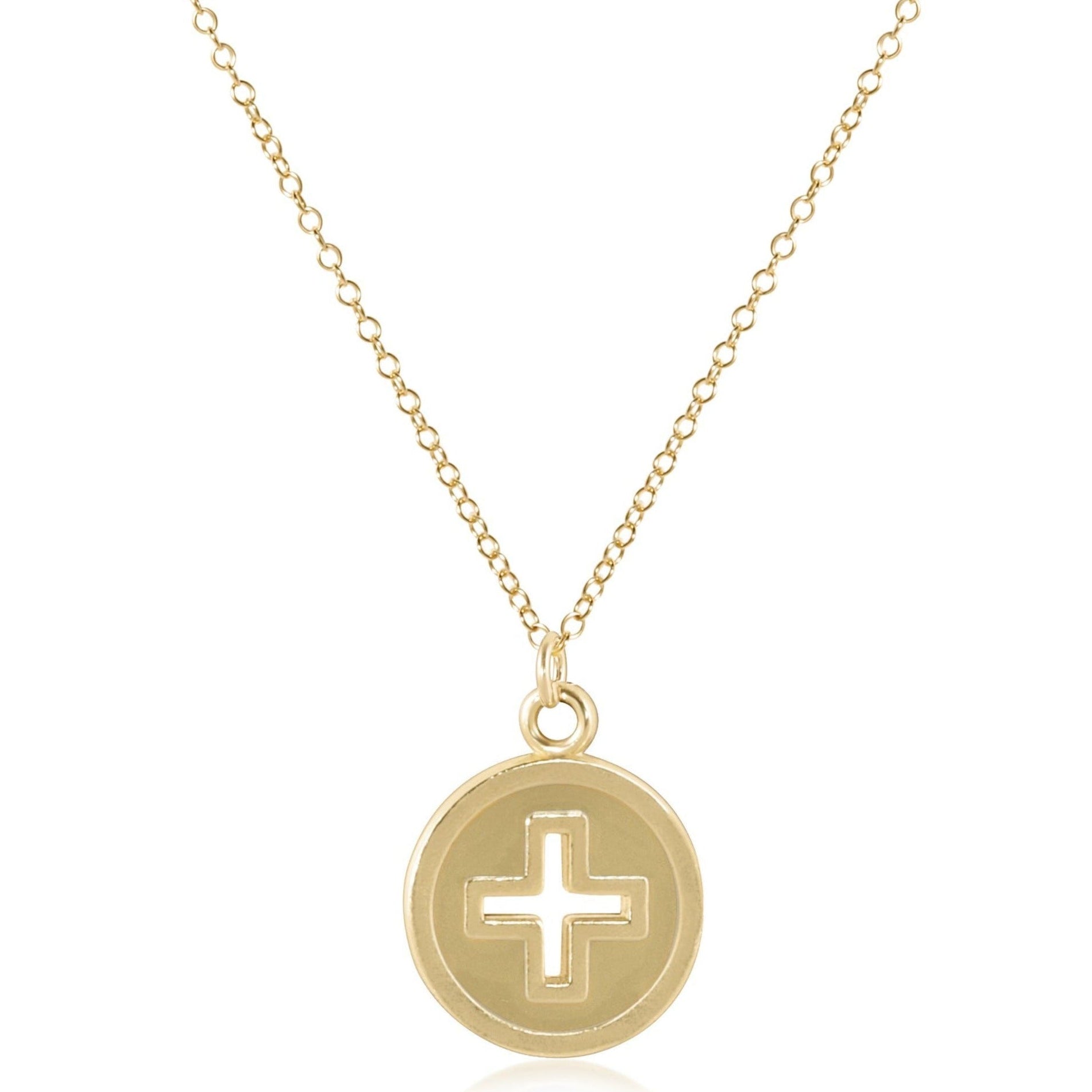16" Necklace Gold - Signature Cross Gold Disc