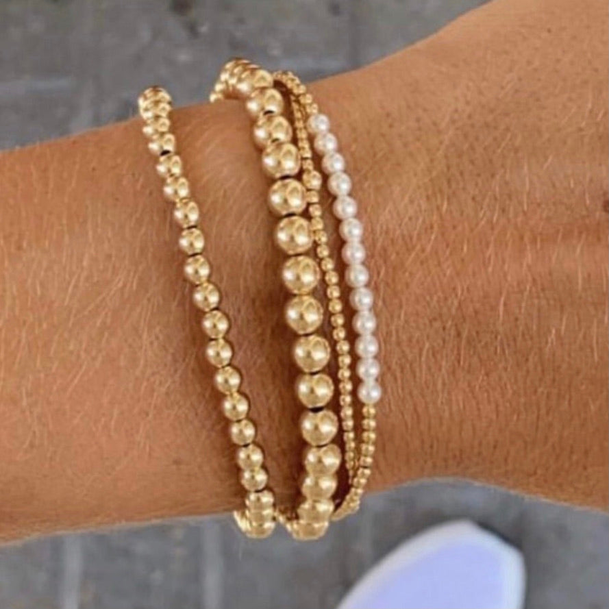 Amazon.com: Rumgey Gold Pearl Bracelets for Women Stainless Steel  Adjustable 18K Gold Dainty Pearl Bead Link Simple Cute Women's Bracelet  Trend Bridesmaid Jewelry Gifts for Girls: Clothing, Shoes & Jewelry